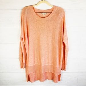Eileen Fisher S Peach  Longsleeve Hi Low Shirt